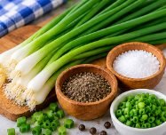 Spring onions, salt and pepper