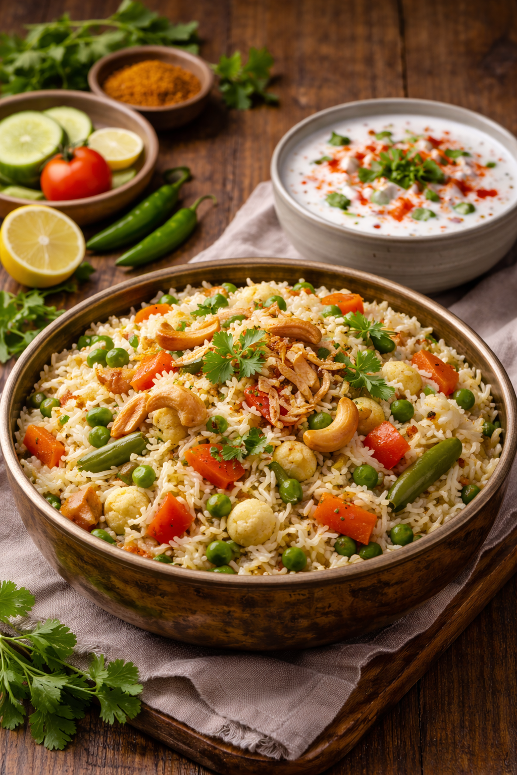 Vegetable Pulao with Raita