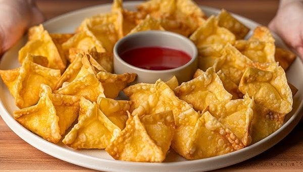 Crispy Crab Rangoon | Creamy Cheese Filling in Golden Wonton Bites