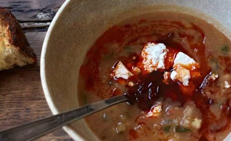 Dried Fava Bean Soup with Mint and Chiles