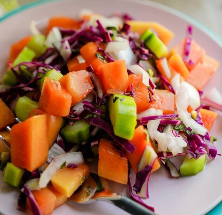 Papaya Lime Salad | Fresh, Zesty and Tropical Healthy Fruit Salad Delight