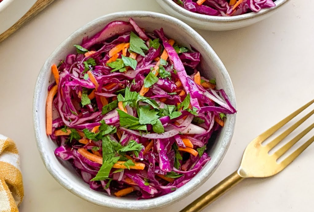 Purple Cabbage Slaw | Crisp, Colorful and Tangy Fresh Salad Side Dish