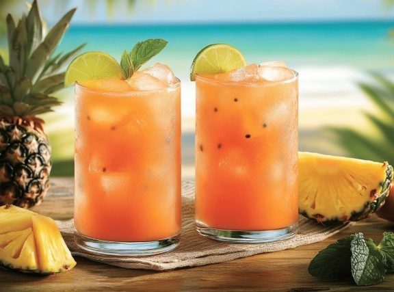 Papaya Pineapple Punch | Tropical, Fruity and Refreshingly Sweet Summer Drink