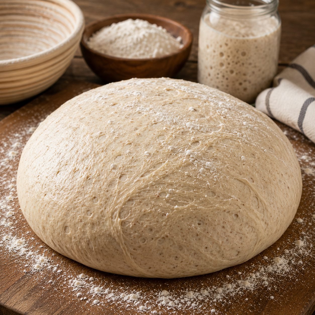 Sourdough Dough |  Soft, Elastic and Naturally Fermented Bread Dough Recipe