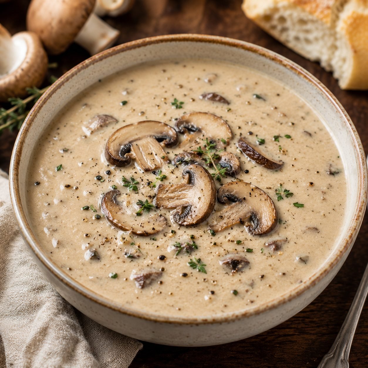 Creamy Mushroom Soup | Rich, Velvety and Comforting Homemade Soup Recipe