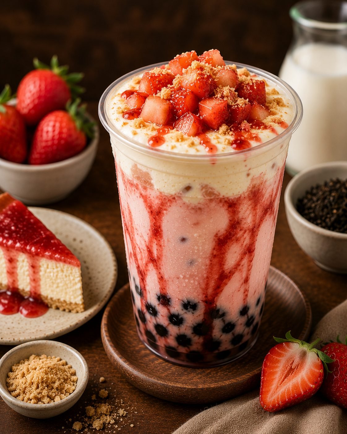 Strawberry Cheesecake Milk Tea | Creamy, Fruity and Indulgent Bubble Tea Recipe