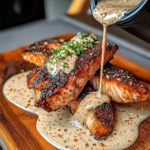 Blackened Salmon with Creamy Dijon Recipe | Cajun-Spiced Salmon in a Rich Mustard Cream Sauce