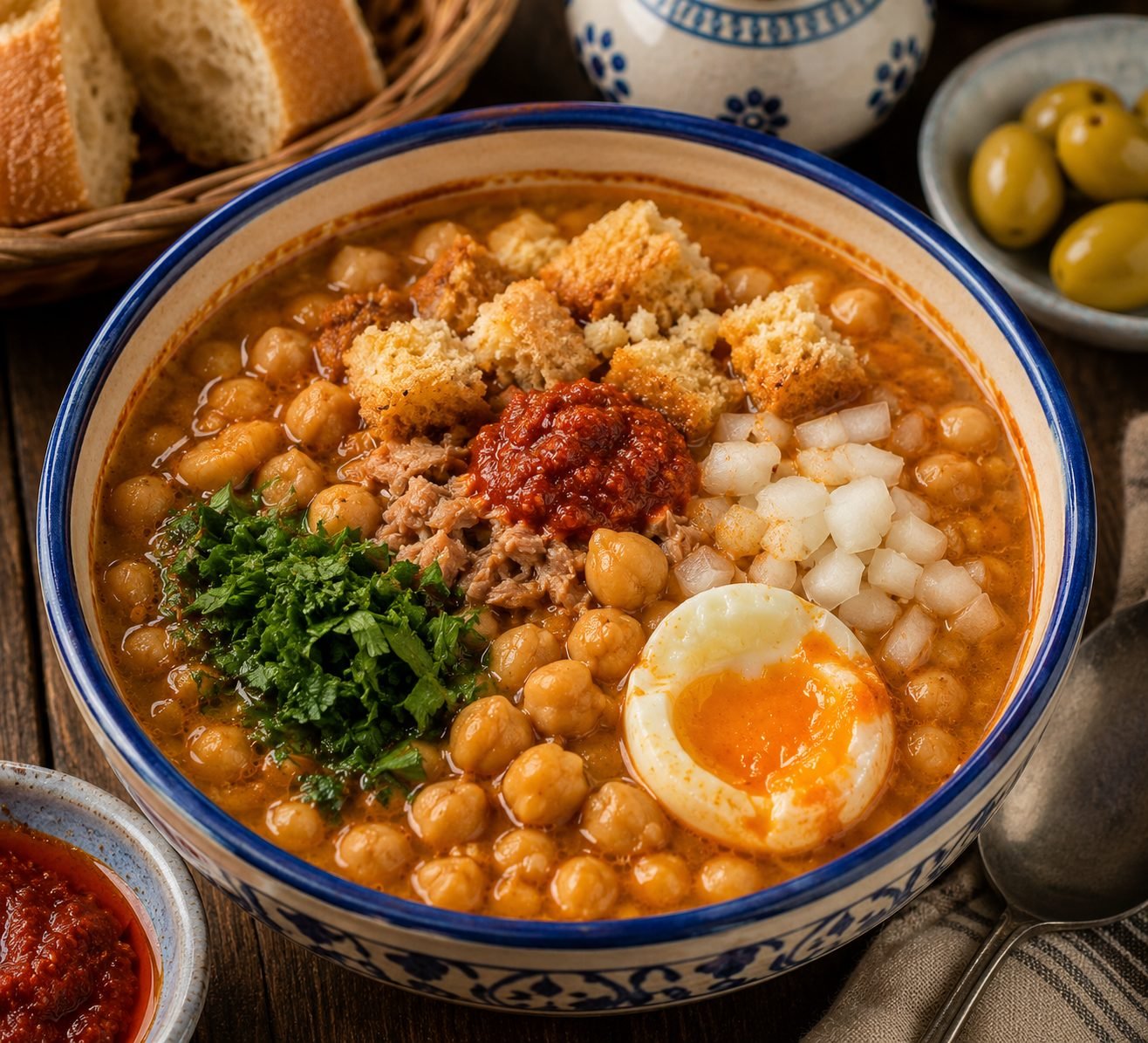 Tunisian Lablabi Recipe | Traditional Chickpea Soup with Garlic and Harissa