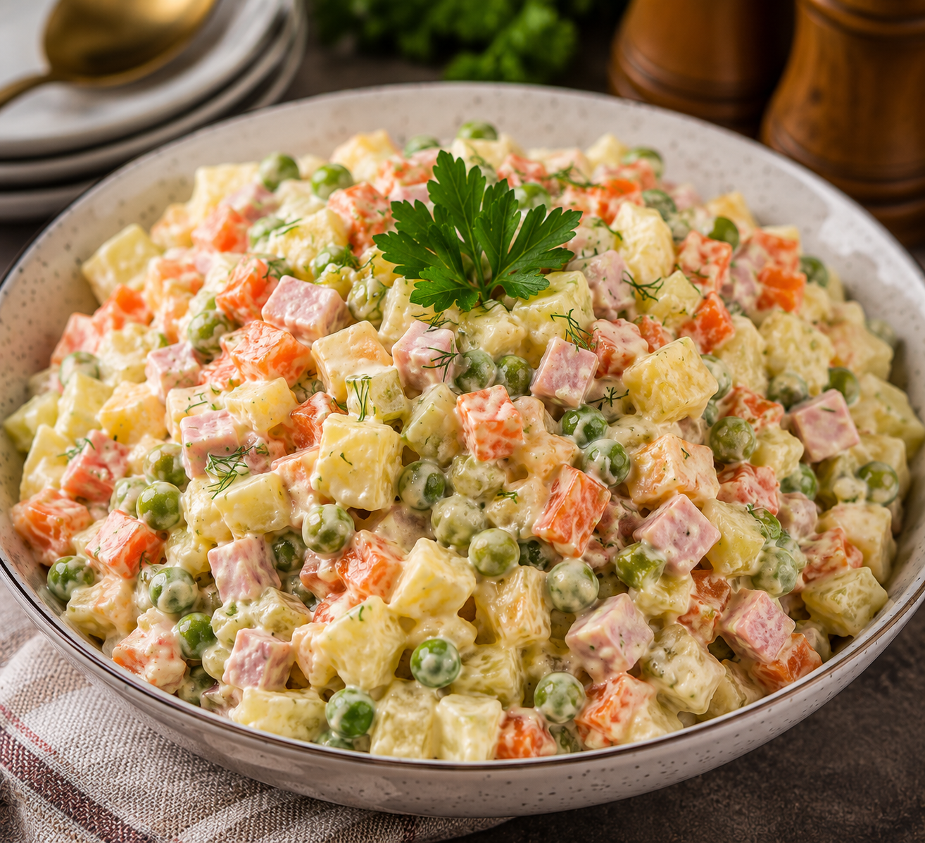 Russian Salad Recipe | Classic Creamy Vegetable Salad