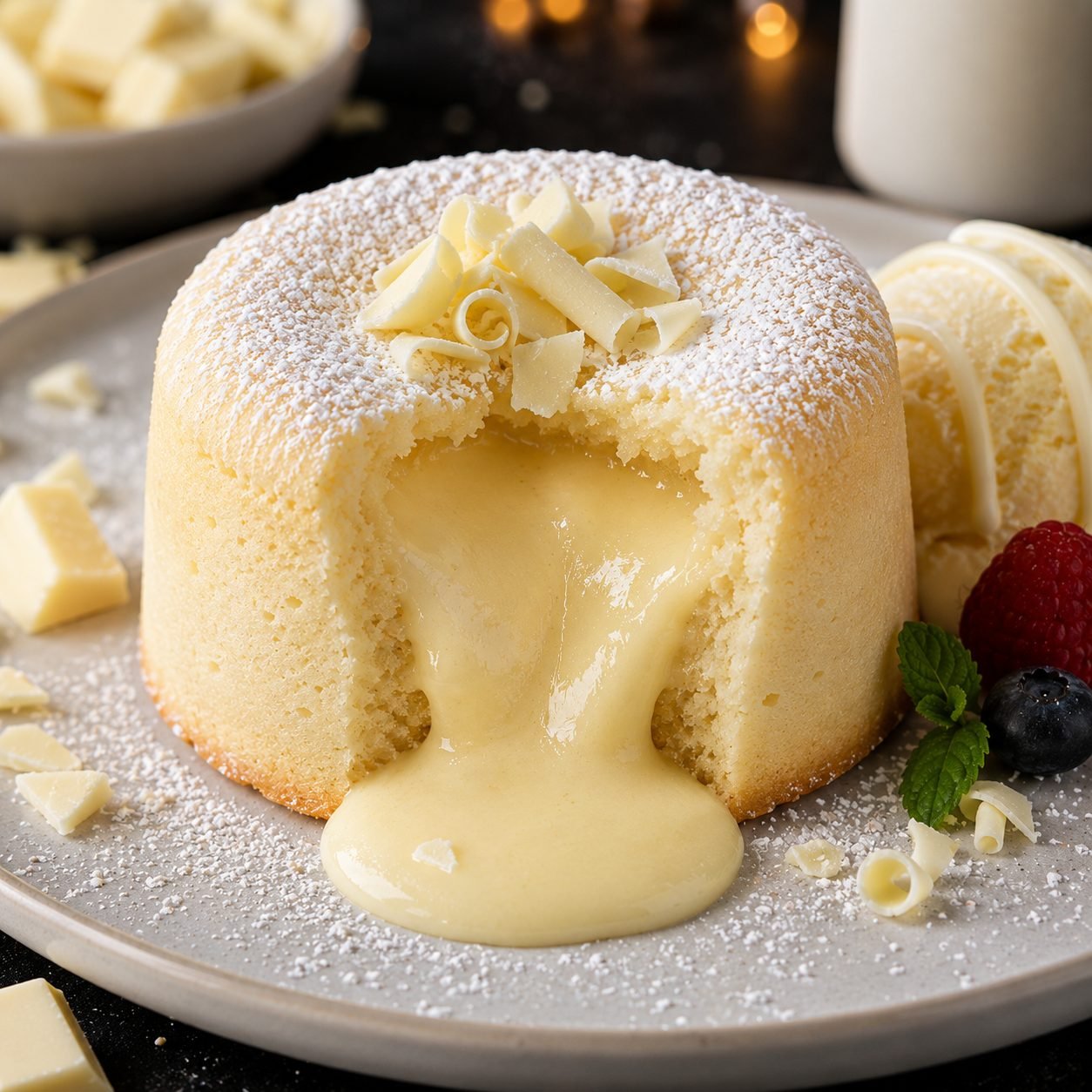 White Chocolate Lava Cake Recipe | Rich Molten White Chocolate Dessert