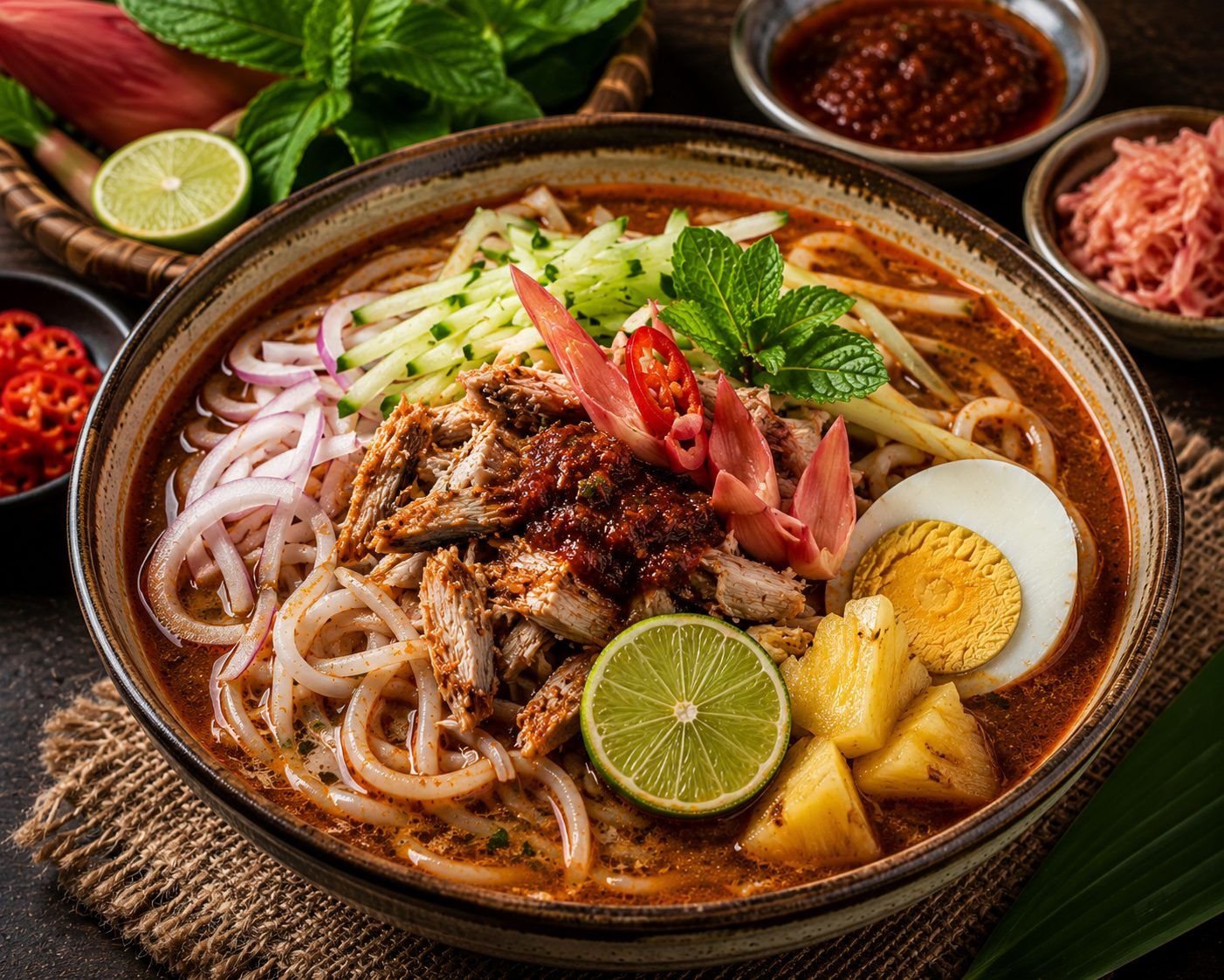 Malaysian Asam Laksa Recipe | Authentic Spicy and Tangy Fish Noodle Soup