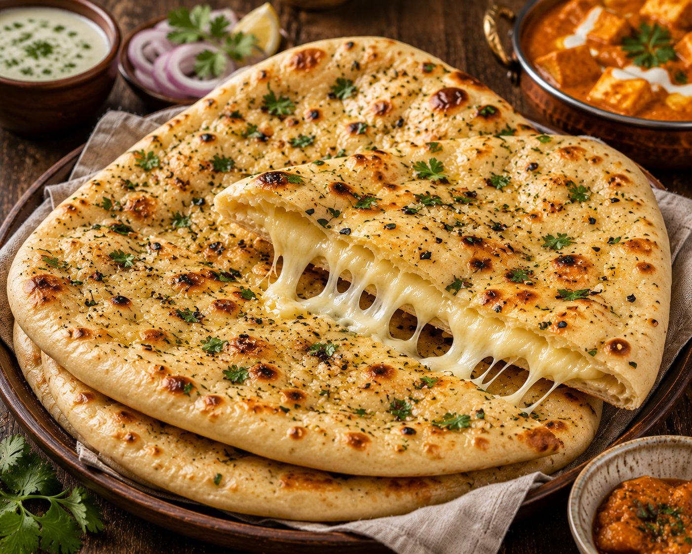 Cheese Stuffed Naan Bread French