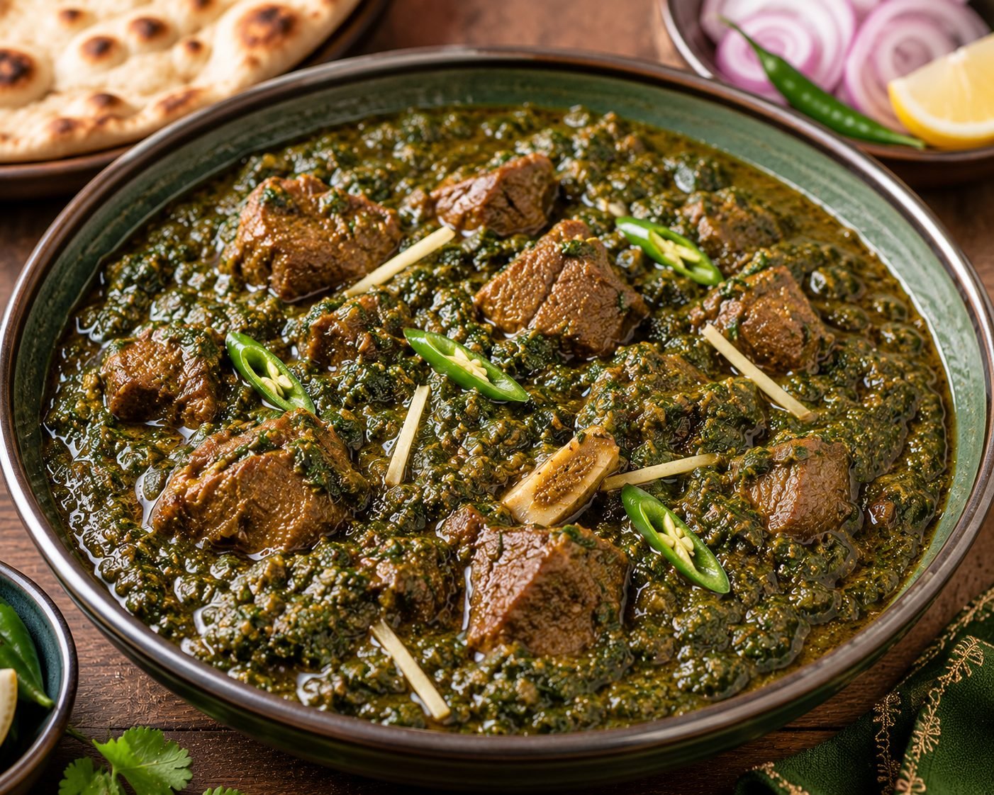 Authentic Pakistan Saag Gosht Recipe | Traditional Spinach and Meat Curry