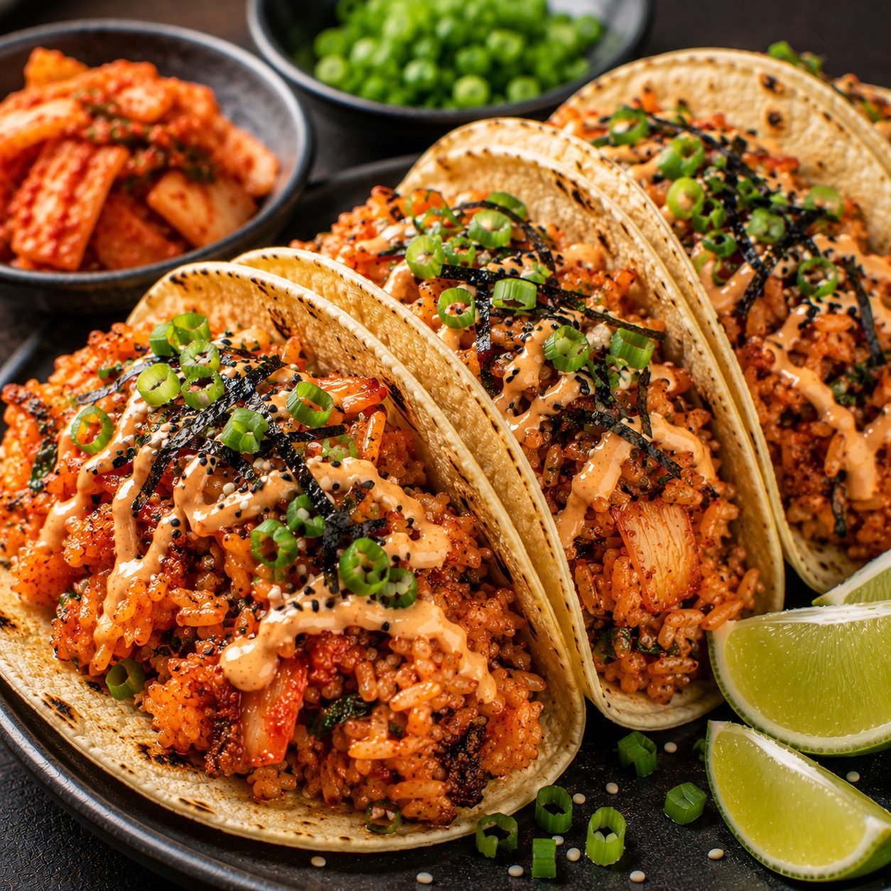 Korean-American Kimchi Fried Rice Taco Recipe | Bold Fusion Street Tacos
