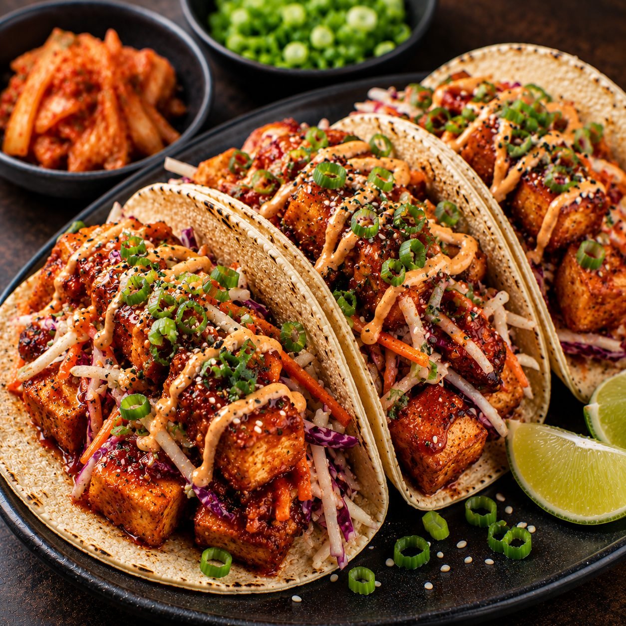 Korean-American Tofu Gochujang Taco Recipe |  Spicy Crispy Tofu Fusion Tacos