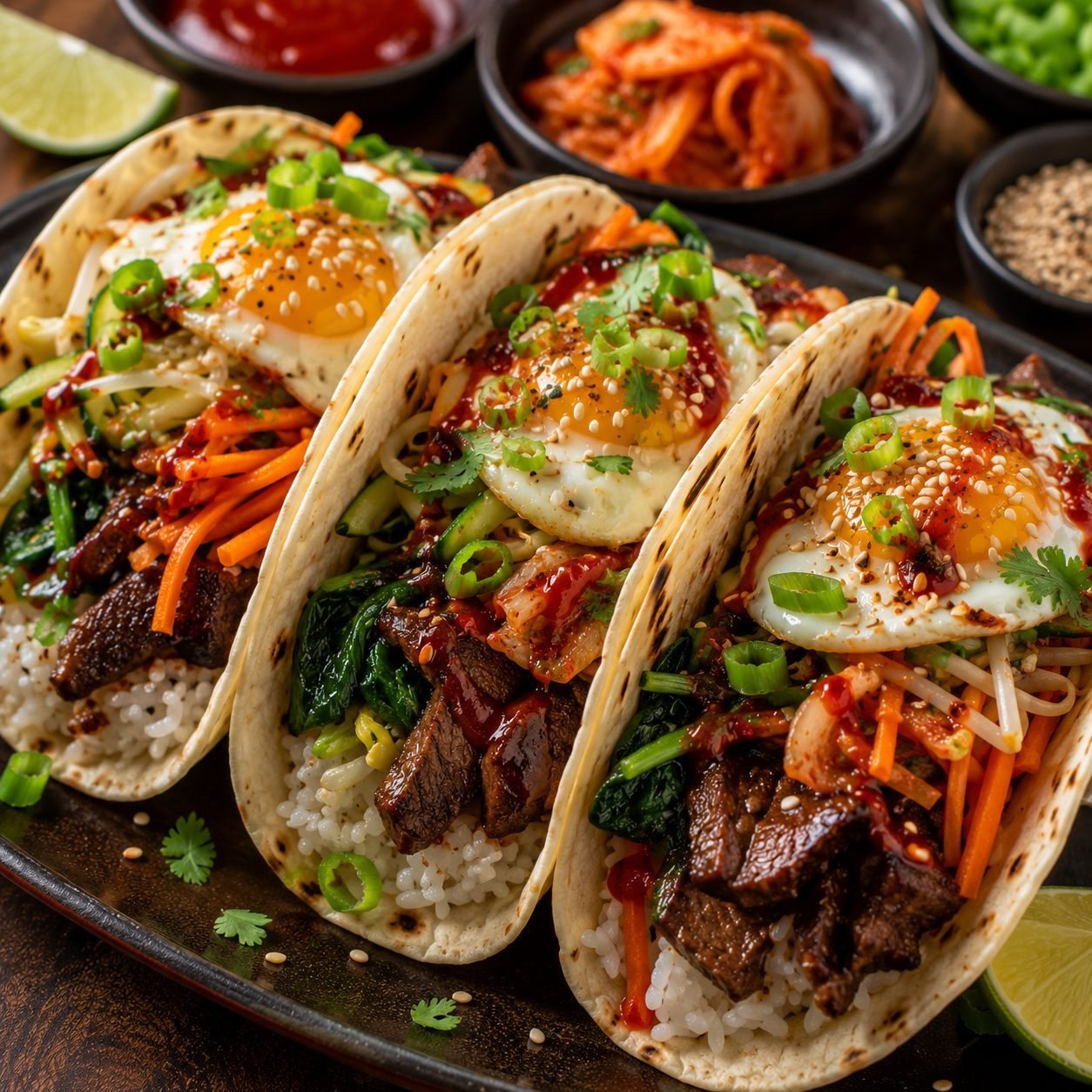 Korean-American Bibimbap Taco Recipe | Colorful Korean Fusion Tacos