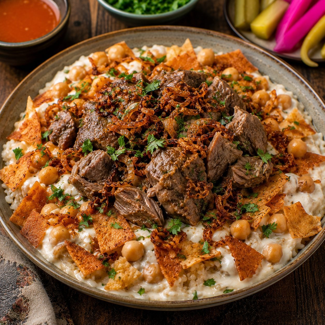 Egyptian Fatta Recipe |  Traditional Rice, Bread & Beef Feast
