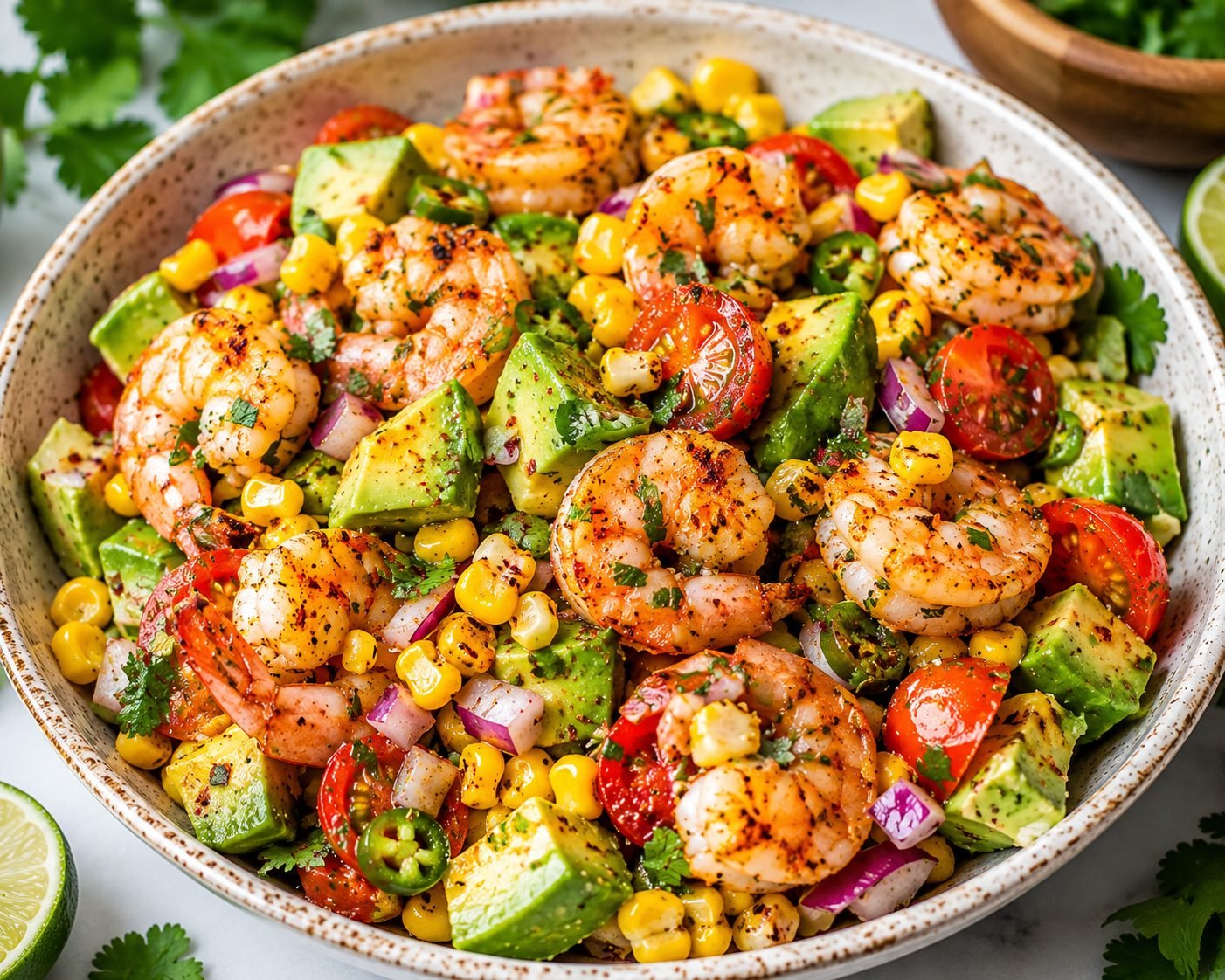 Spicy Shrimp Avocado Corn Salad