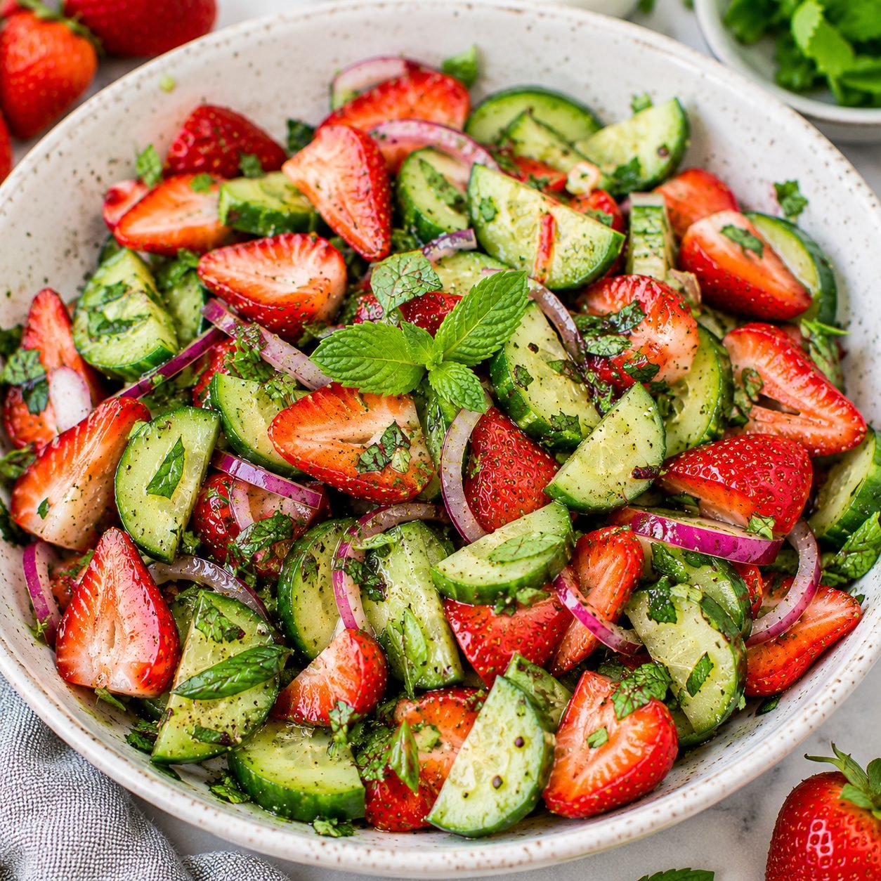 Strawberry Cucumber Herb Salad