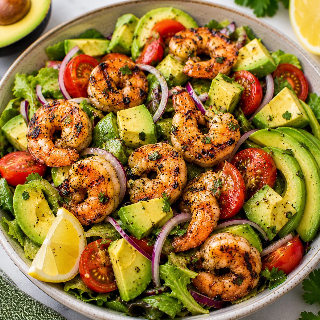 Grilled Shrimp Avocado Salad