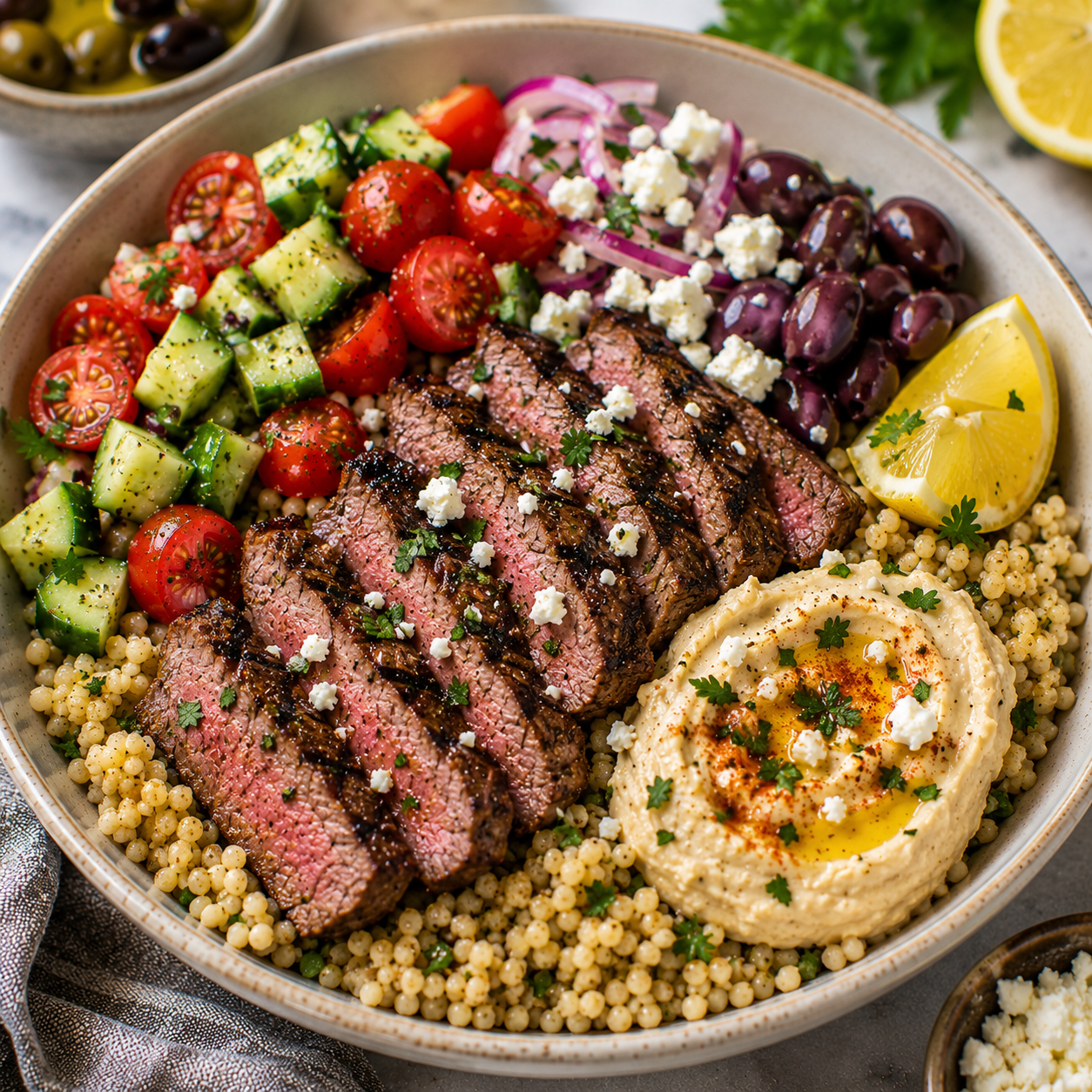 Mediterranean Steak Couscous Bowl