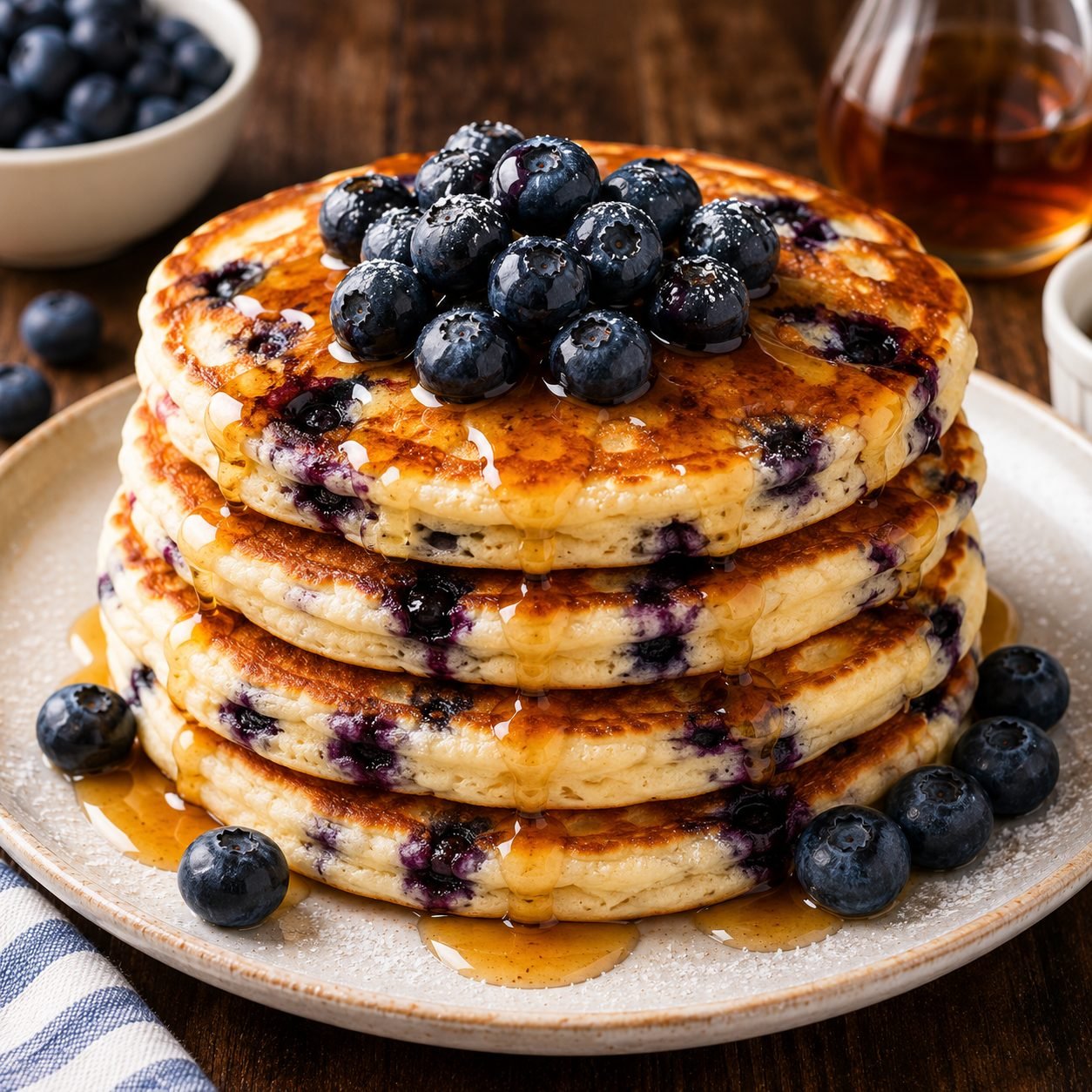 Fluffy Blueberry Pancakes Recipe | Easy Homemade Breakfast Pancakes