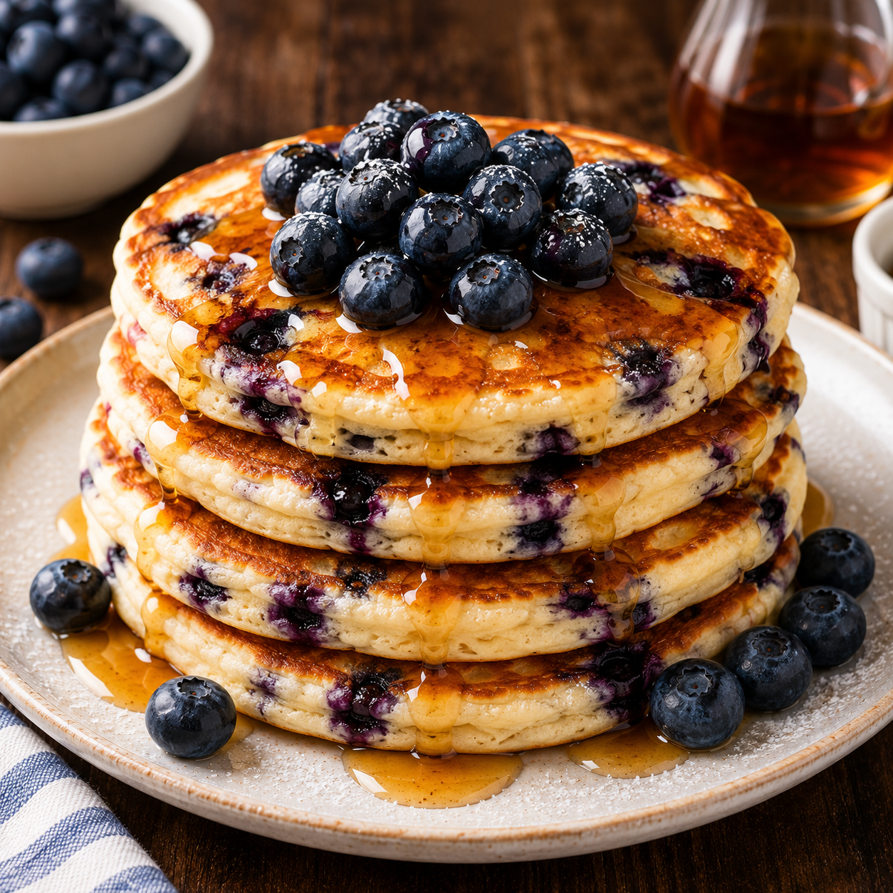 Fluffy Blueberry Pancakes Recipe | Easy Homemade Breakfast Pancakes
