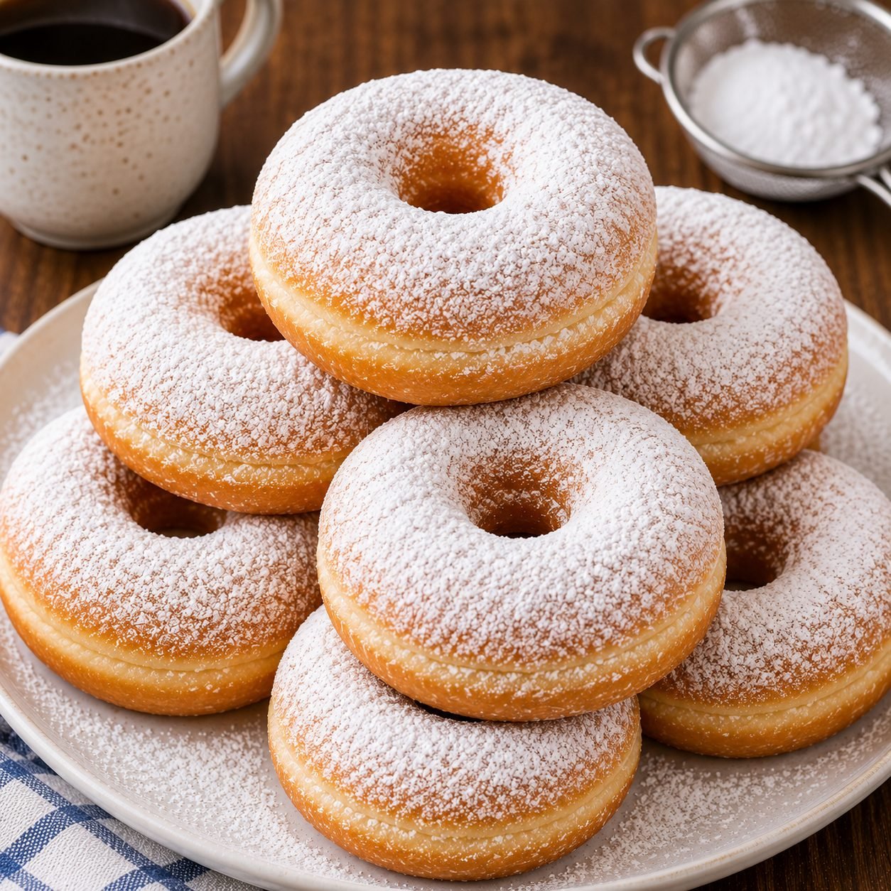 Powdered Sugar Donuts Recipe | Soft & Fluffy Homemade Sugar-Coated Donuts