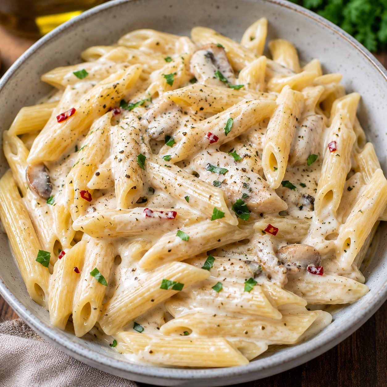 Creamy White Sauce Penne Recipe | Easy Homemade Penne Alfredo Pasta