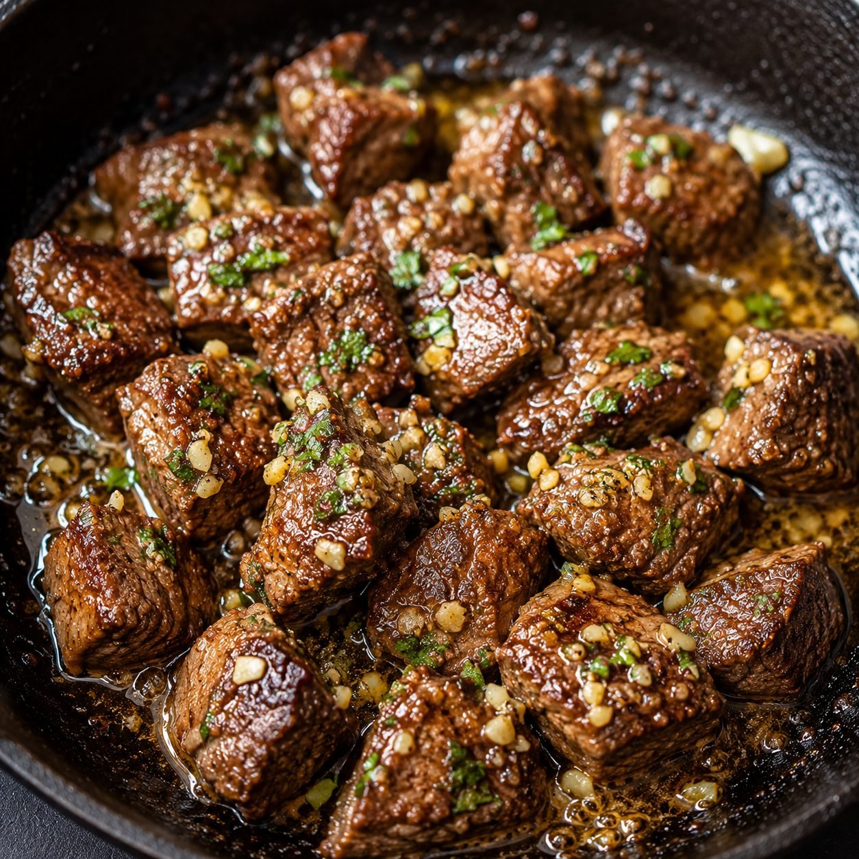 Garlic Butter Beef Recipe | Juicy Steak Bites in Rich Garlic Herb Butter