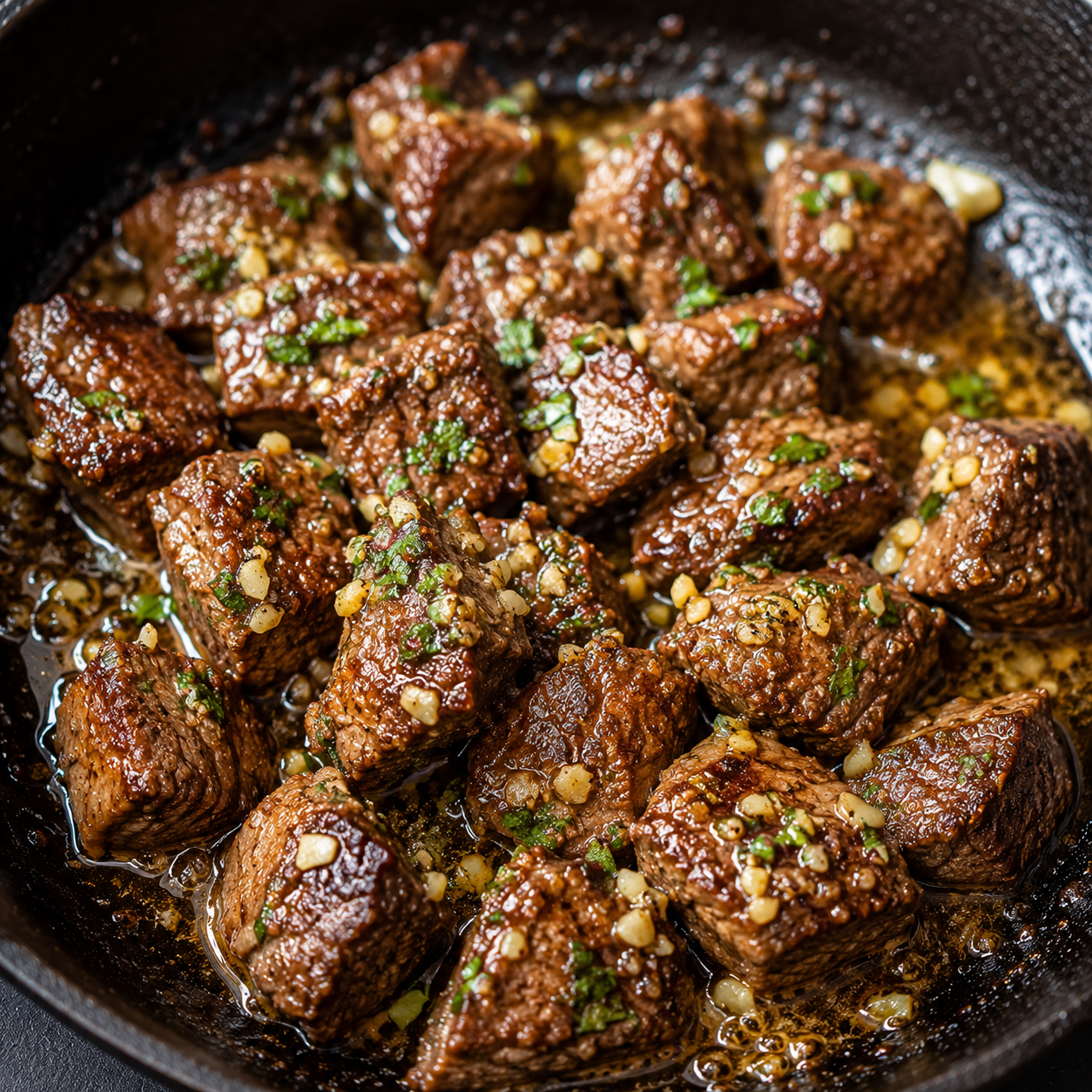 Garlic Butter Beef Recipe | Juicy Steak Bites in Rich Garlic Herb Butter