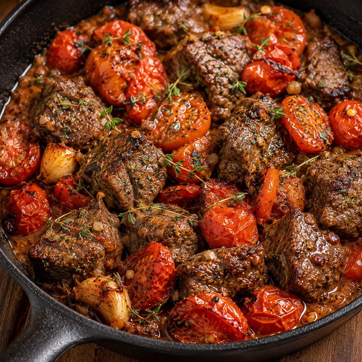 Roasted Tomato Beef Recipe | Tender Beef in a Rich Roasted Tomato Garlic Sauce