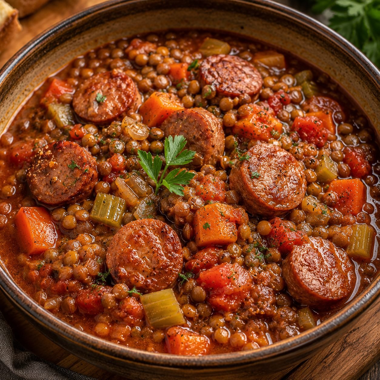 Sausage and Lentil Stew Recipe | Hearty One-Pot Sausage & Lentil Comfort Meal