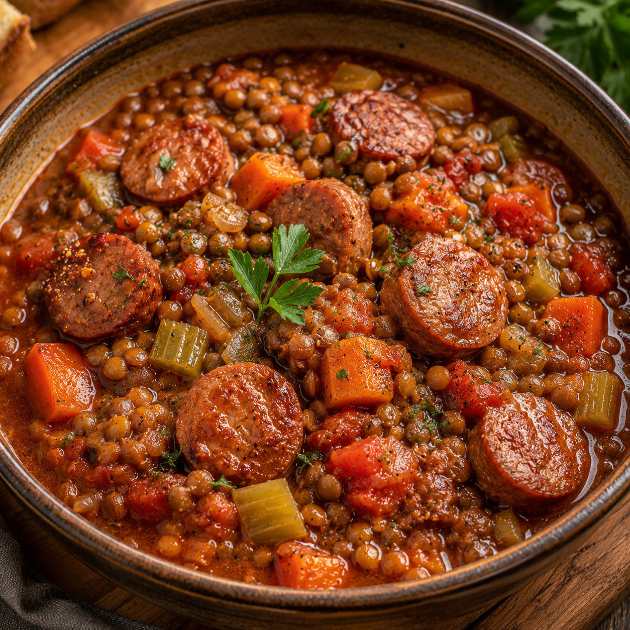 Sausage and Lentil Stew Recipe | Hearty One-Pot Sausage & Lentil Comfort Meal