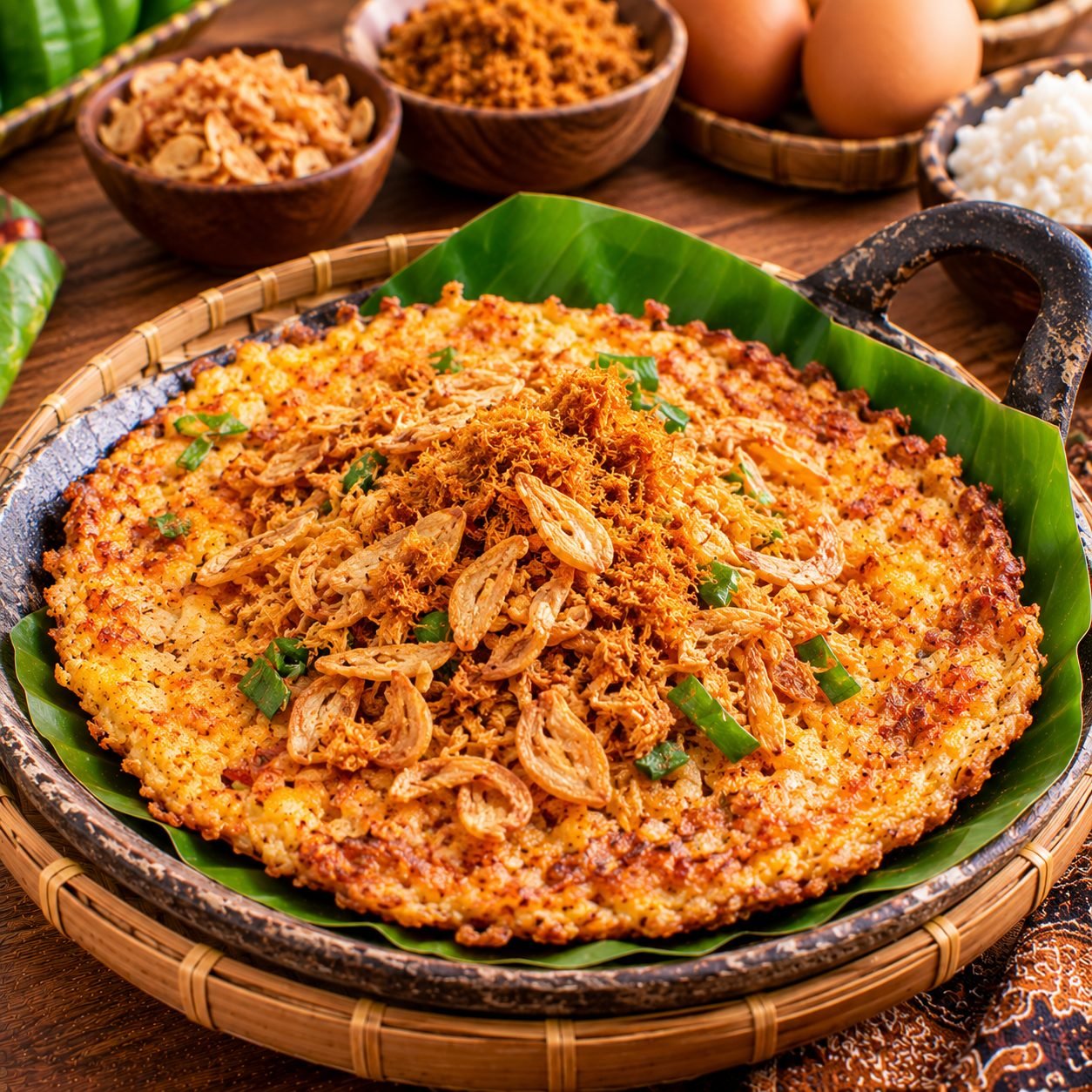 Authentic Indonesian Kerak Telor Recipe | Traditional Betawi Crispy Coconut Omelette