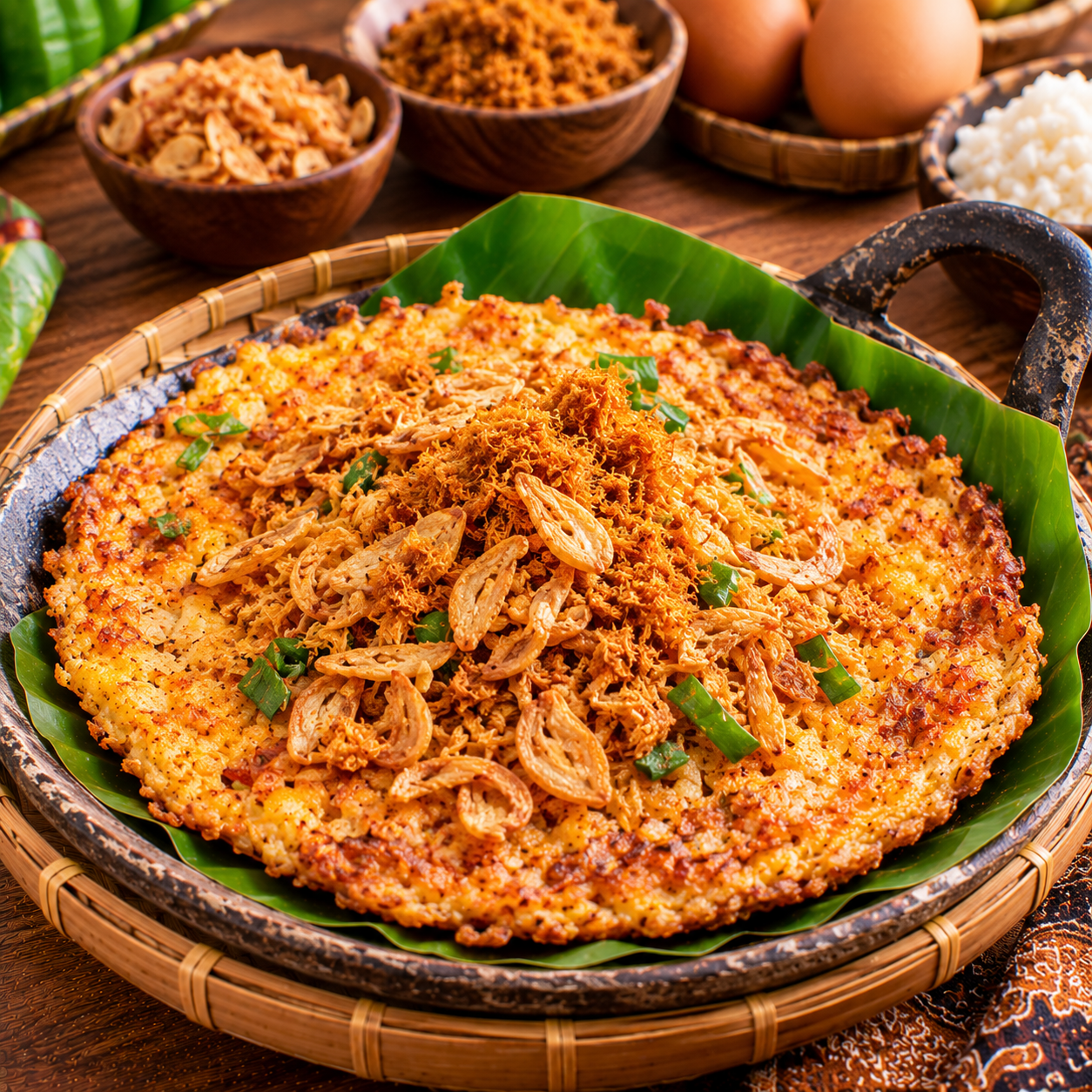 Authentic Indonesian Kerak Telor Recipe | Traditional Betawi Crispy Coconut Omelette