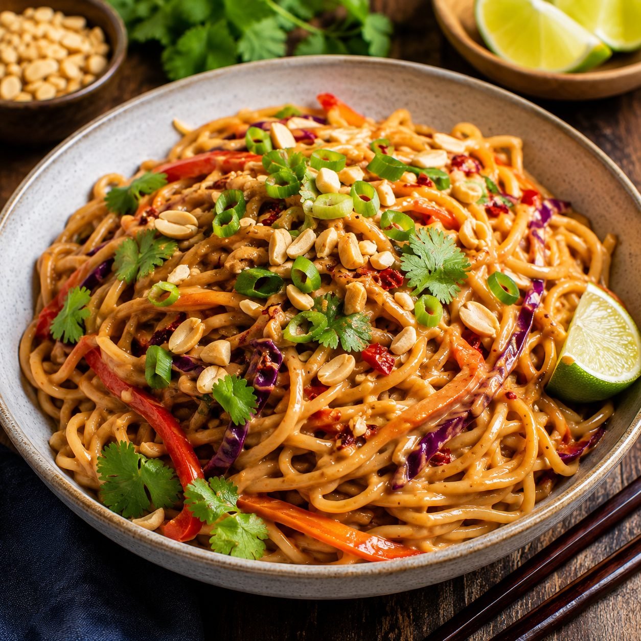 Thai Peanut Noodles Recipe |Creamy Thai Peanut Sauce Noodles