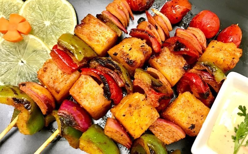 Vegetable Shashlik Recipe | Grilled Marinated Vegetable Skewers