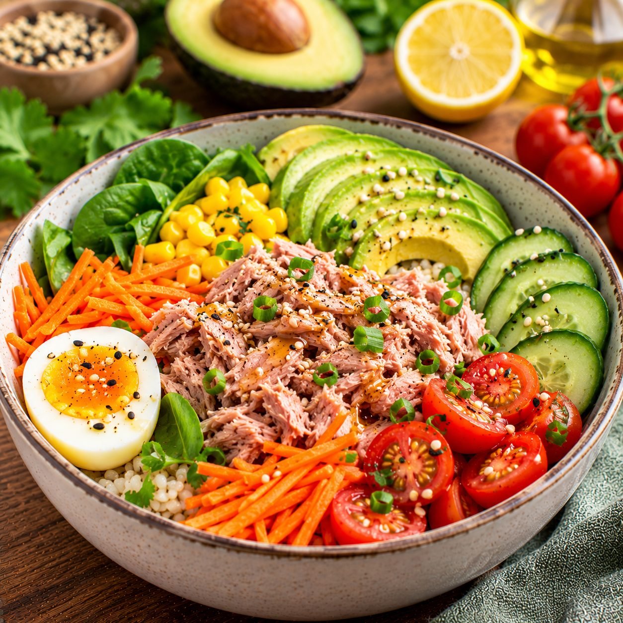 Tuna Veggie Bowl | Healthy High-Protein Vegetable Bowl Recipe