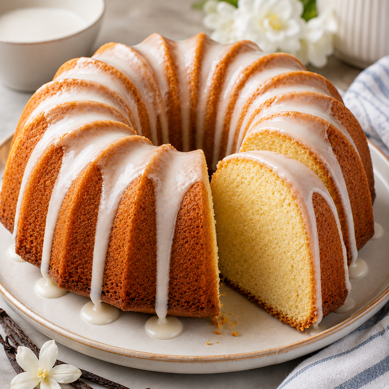 Vanilla Bundt Cake | Classic Moist & Buttery Vanilla Cake Recipe