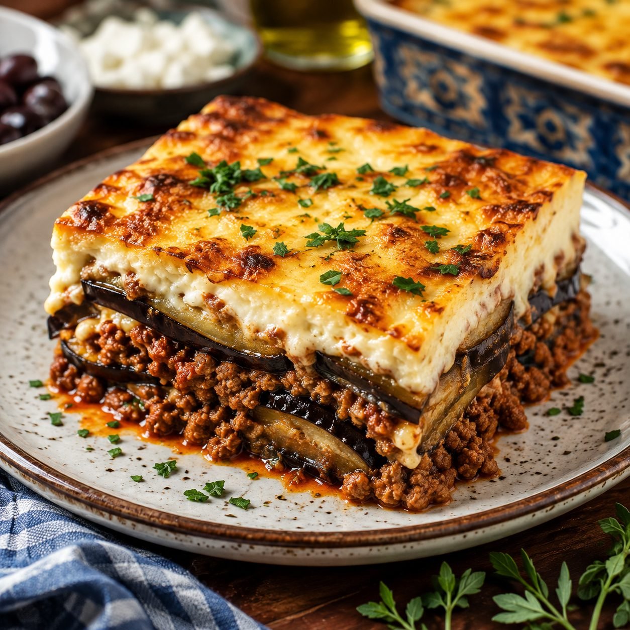 Greece Moussaka | Classic Greek Eggplant & Beef Casserole