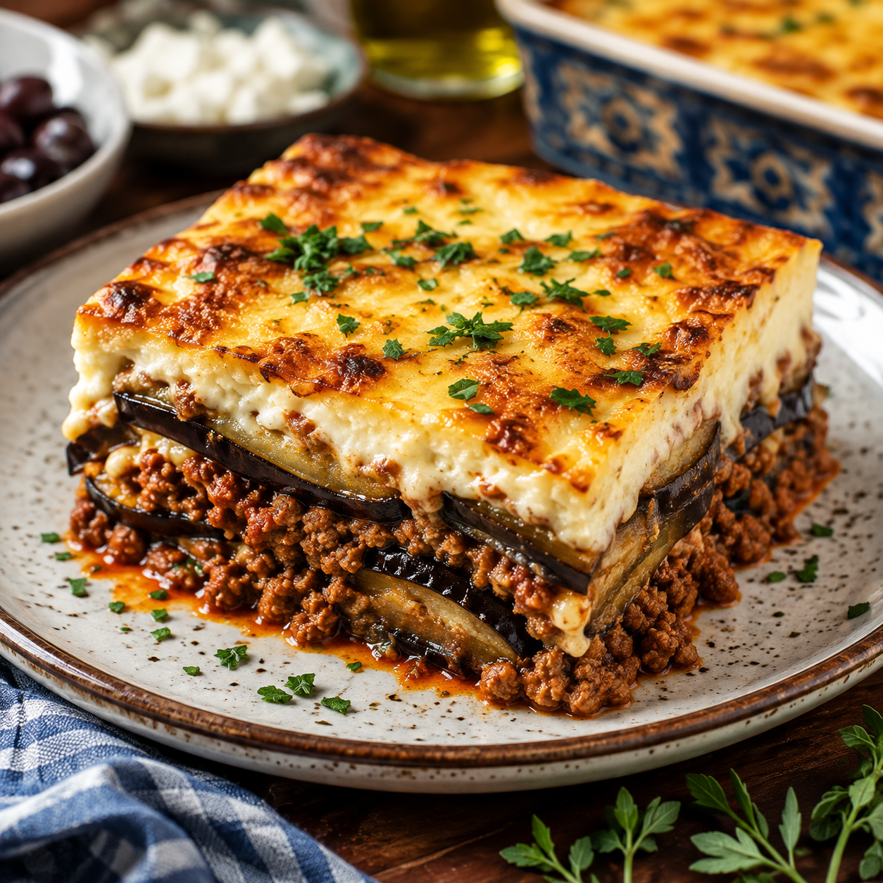 Greece Moussaka | Classic Greek Eggplant & Beef Casserole