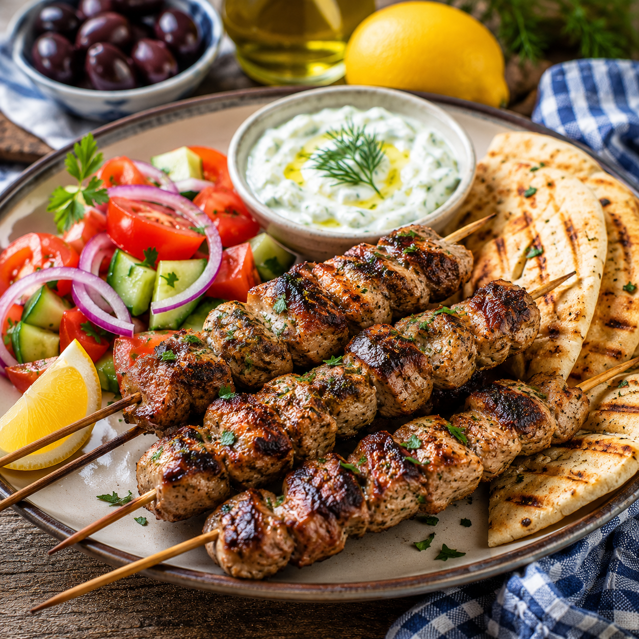 Greek Souvlaki Recipe | Authentic Grilled Chicken Skewers with Tzatziki