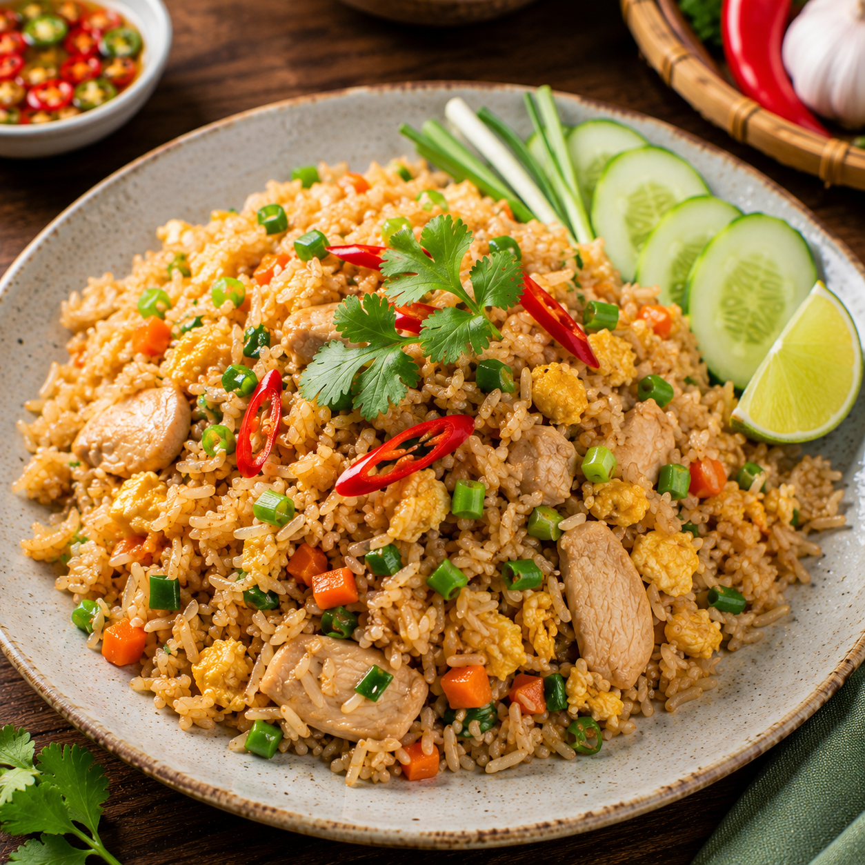 Thailand Khao Pad |  Classic Thai Fried Rice with Jasmine Rice