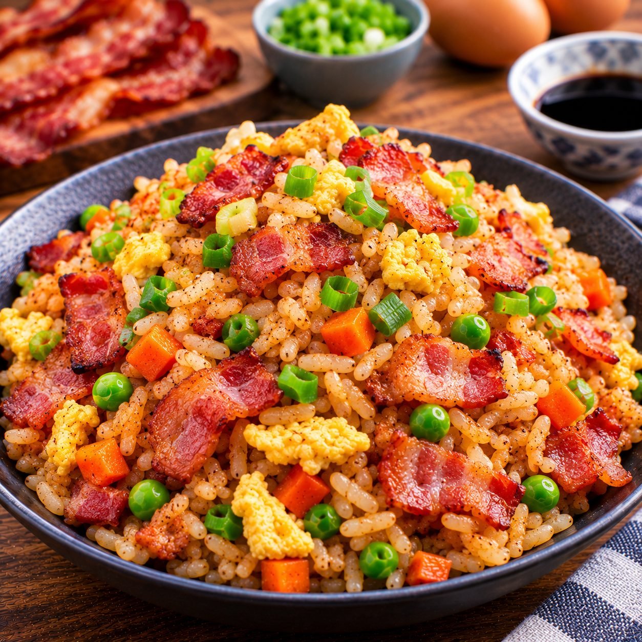 Bacon Fried Rice Recipe | Easy Crispy Bacon & Egg Fried Rice