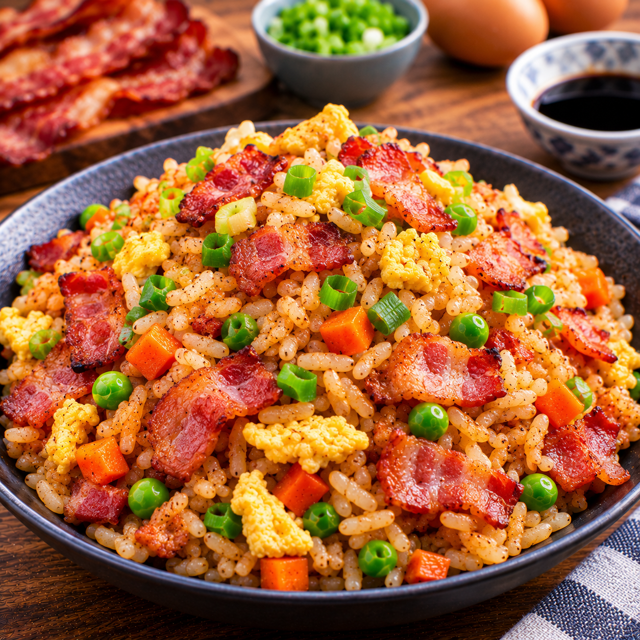 Bacon Fried Rice Recipe | Easy Crispy Bacon & Egg Fried Rice