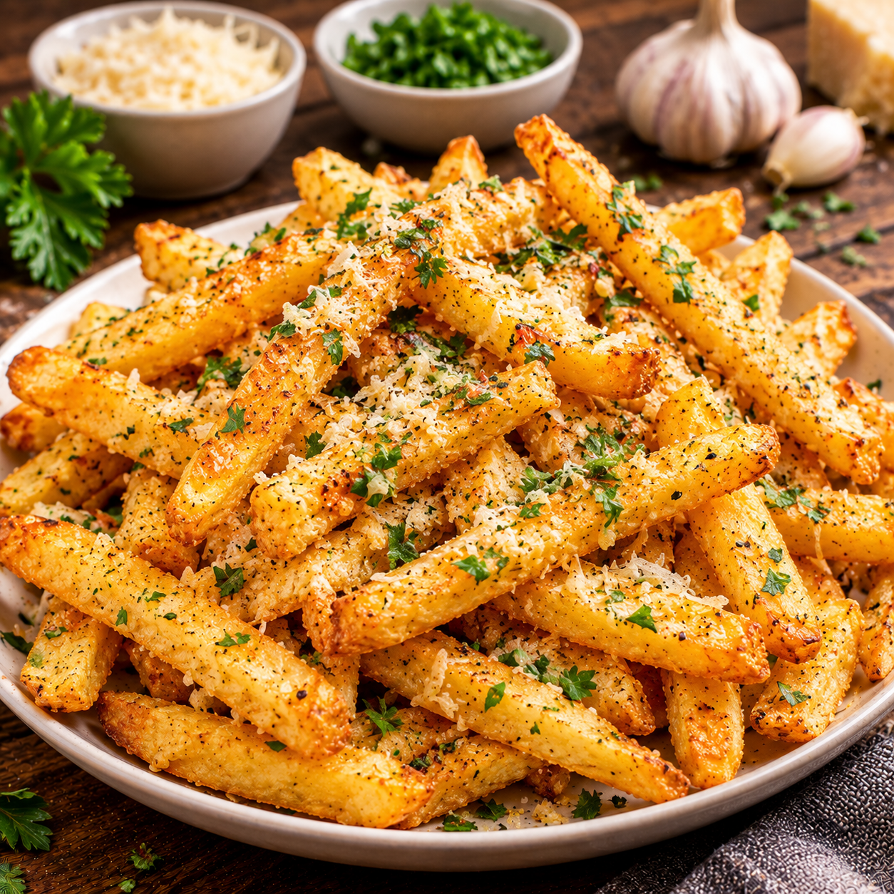 Garlic Parmesan Fries Recipe | Crispy & Cheesy Homemade French Fries