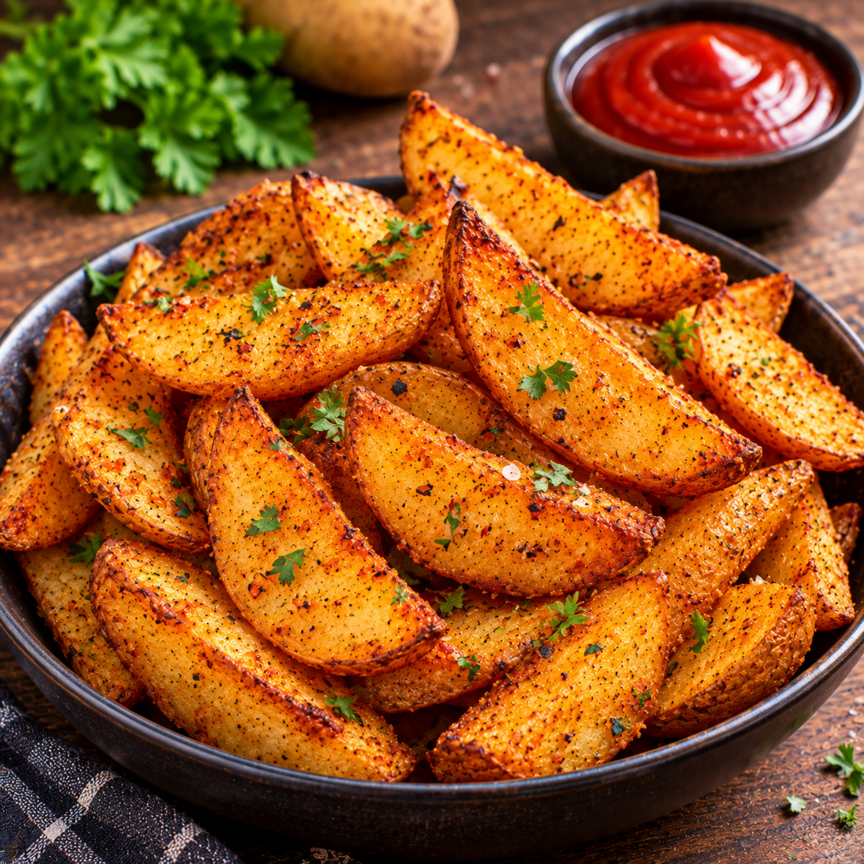 Potato Wedges | Crispy Oven-Baked Garlic Herb Potato Wedges