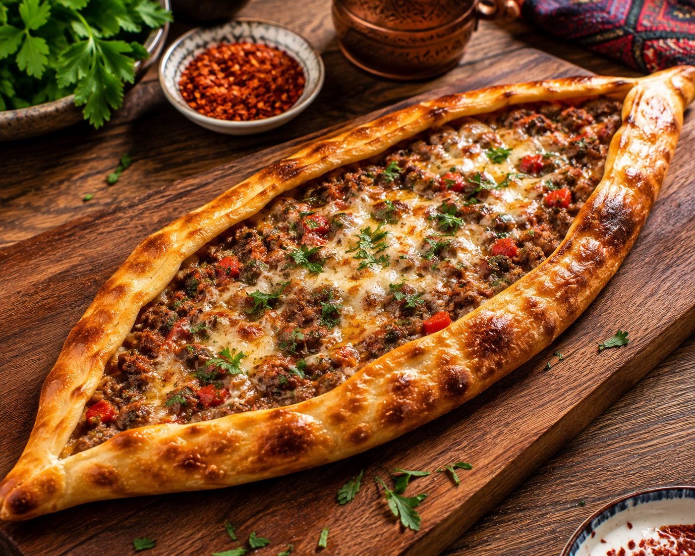 Turkish Pide Recipe | Traditional Turkish Flatbread with Cheese & Meat