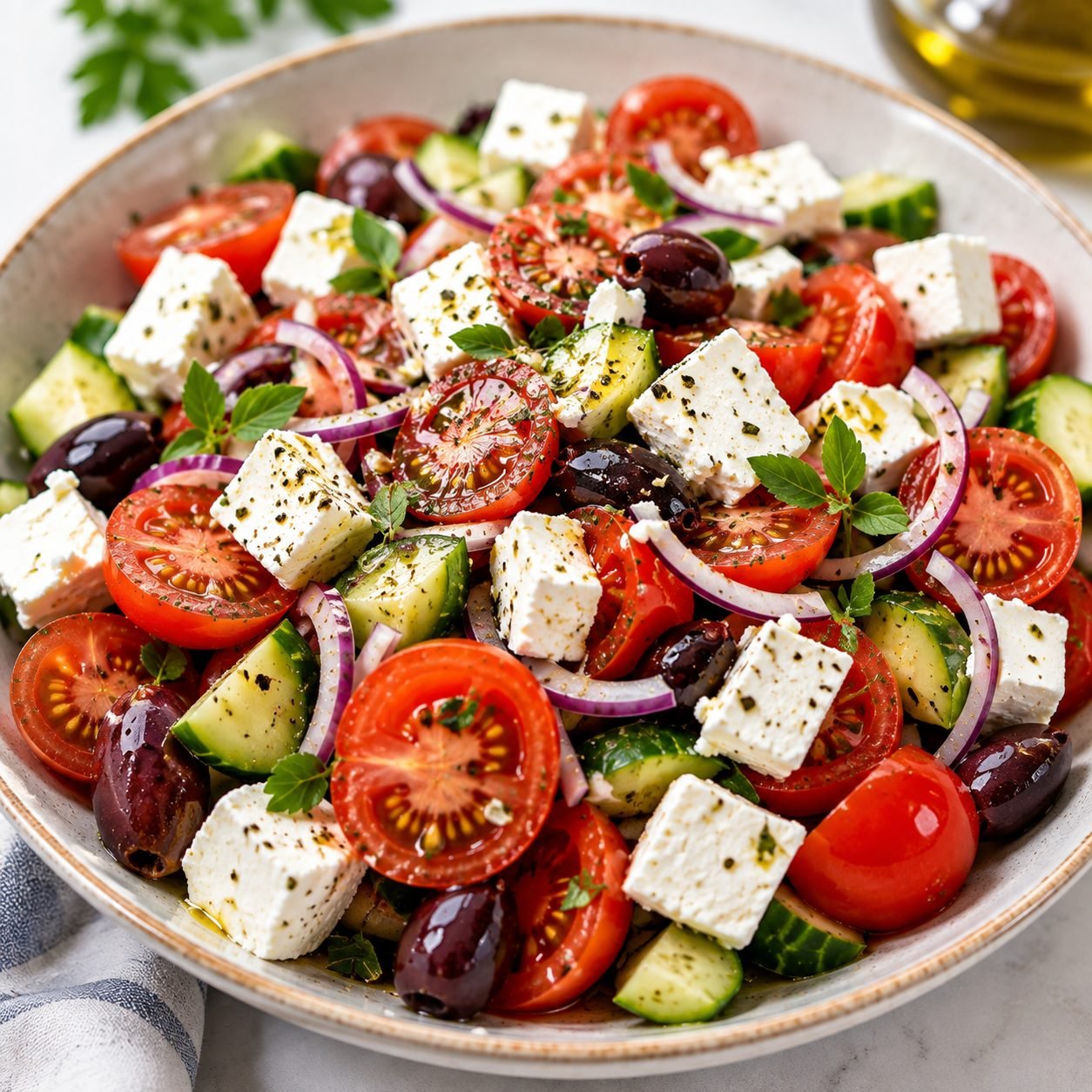 Tomato Feta Salad Recipe | Fresh Mediterranean Tomato & Feta Salad